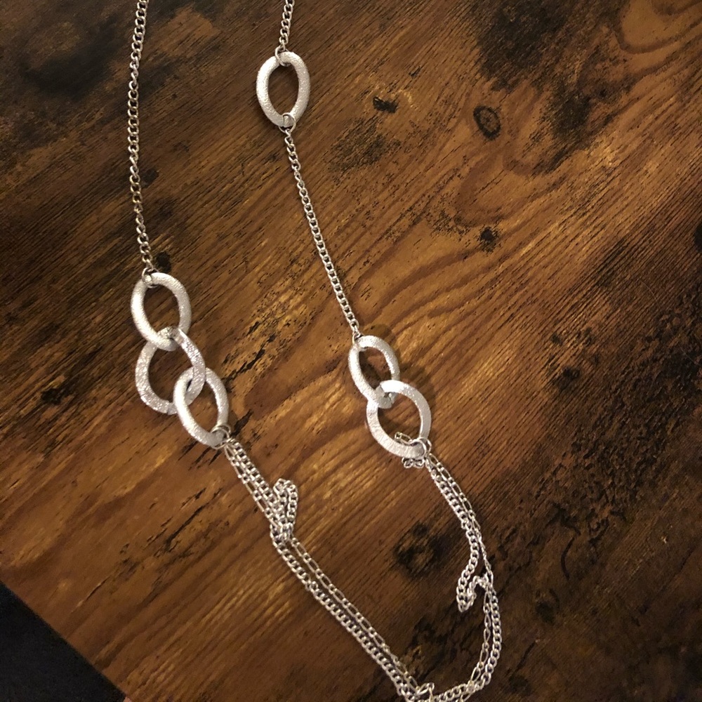Long silver necklace